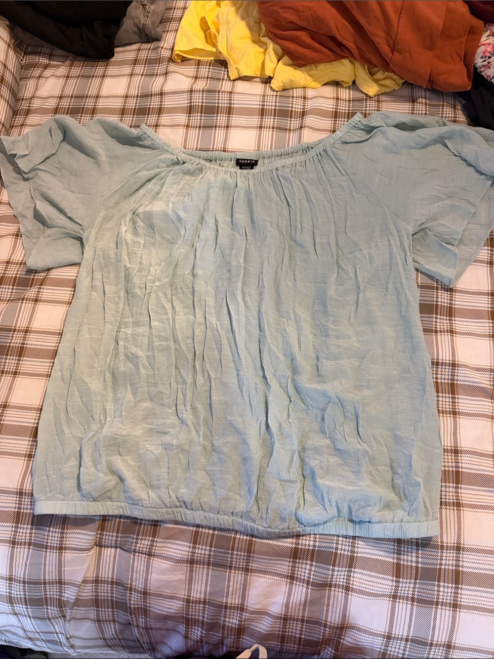 torrid Light Blue Off-Shoulder Peasant Top